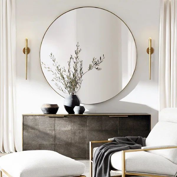 Round Wall Mirror Circle Bathroom Vanity Mirror Circular Mantel Mirror | Wayfair North America