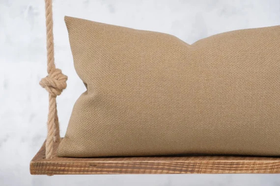 Tan Lumbar Pillow Cover  Burlap Look Decorative Cushion - Etsy | Etsy (US)
