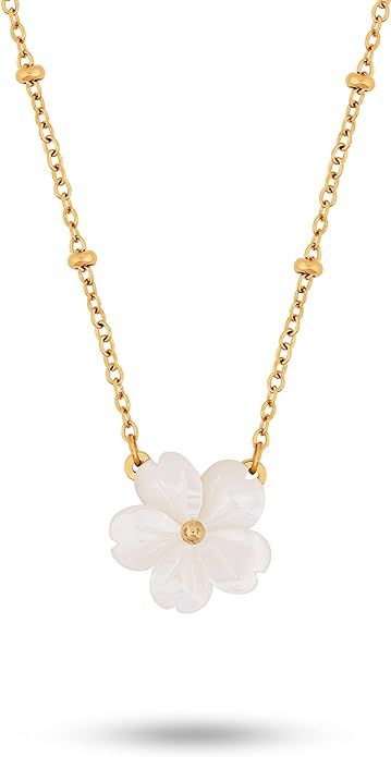Dainty Gold Flower Necklaces for Women, Kawaii Stainless Steel Necklace Jewelry | Amazon (US)