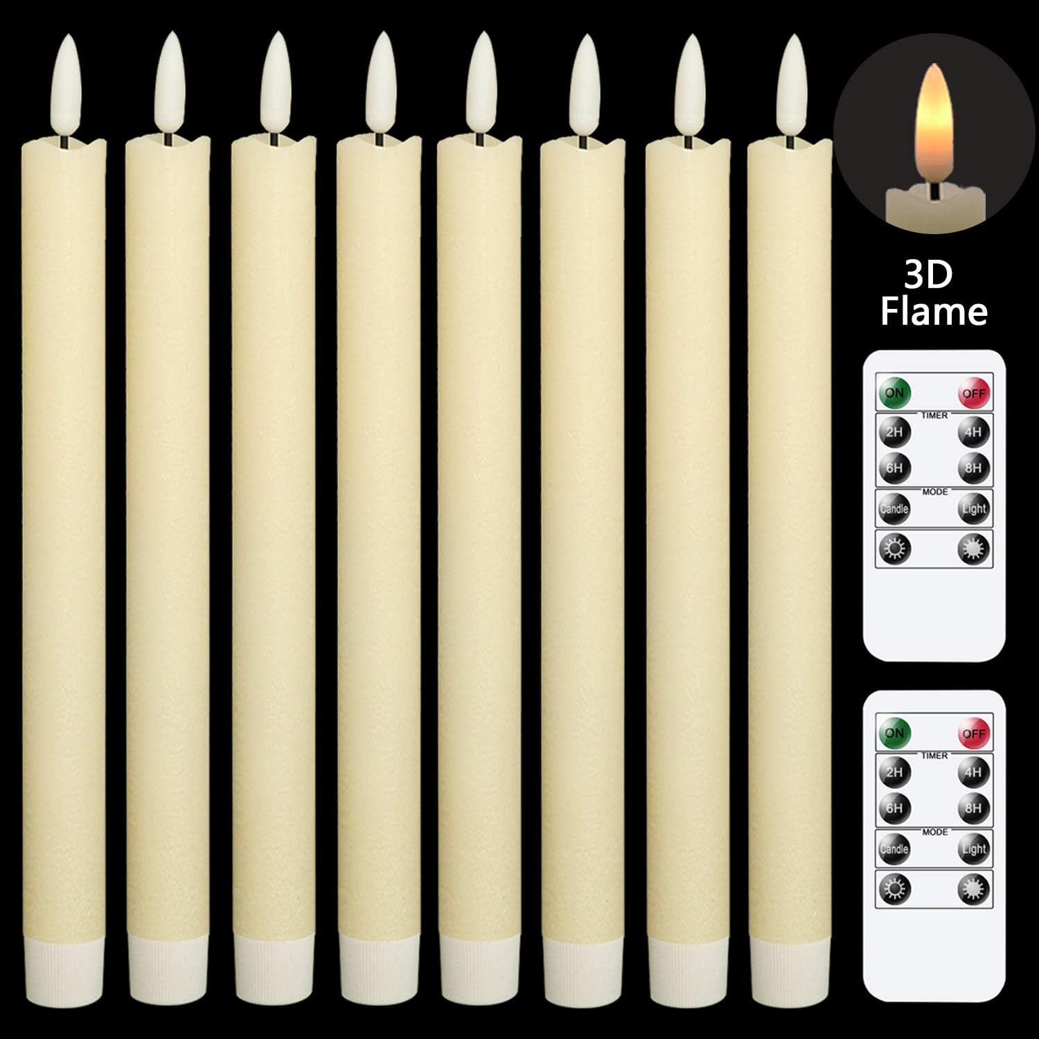 Amazon.com: GenSwin Flameless Flickering Taper Candles with 2 Remote Controls and Timer, Real Wax... | Amazon (US)