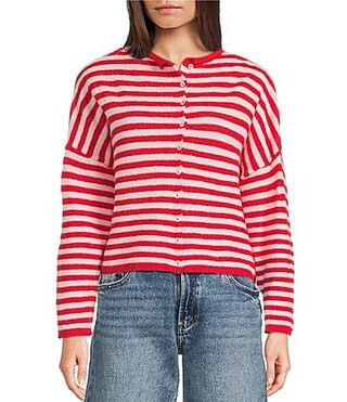 Things Between Piper Striped Button-Front Cardigan - S | Dillard's