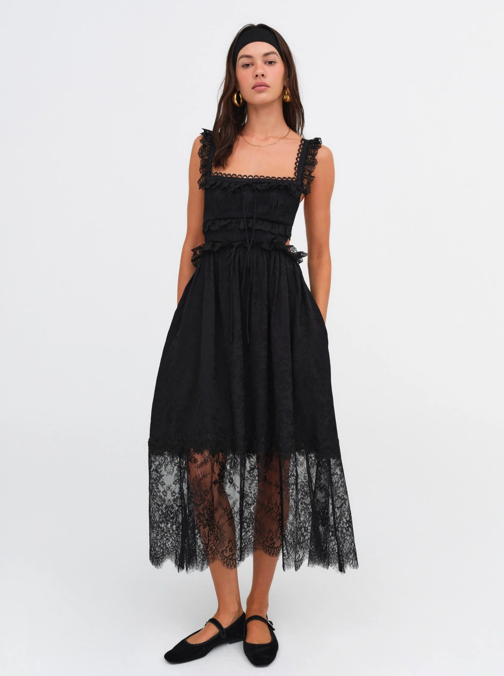 Deane Midi Dress — Black | For Love & Lemons