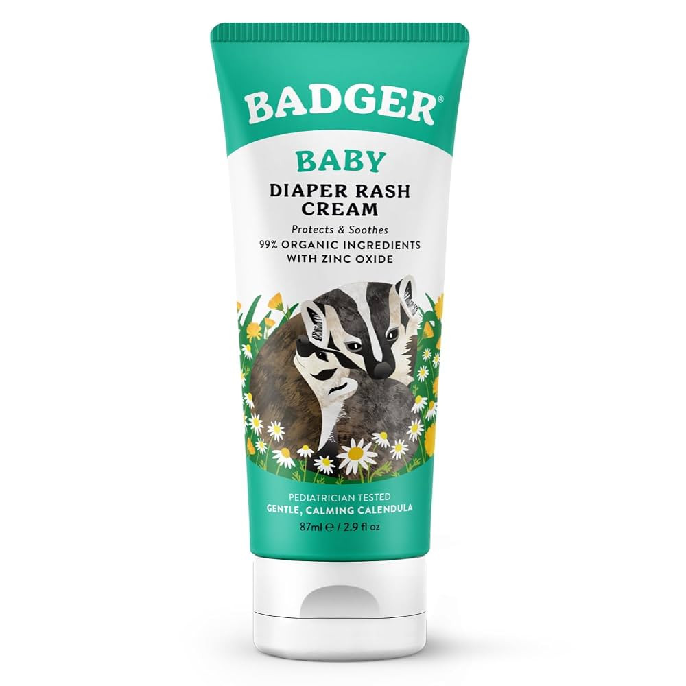 Badger Diaper Cream, 99% Organic Diaper Rash Cream for Baby, Zinc Oxide Ointment w/Soothing Calen... | Amazon (US)