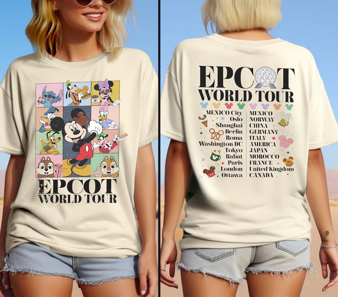 Vintage Disney Epcot World Tour Shirt, Drink Around the World Traveler Sweatshirt, Disneyland Fam... | Etsy (US)