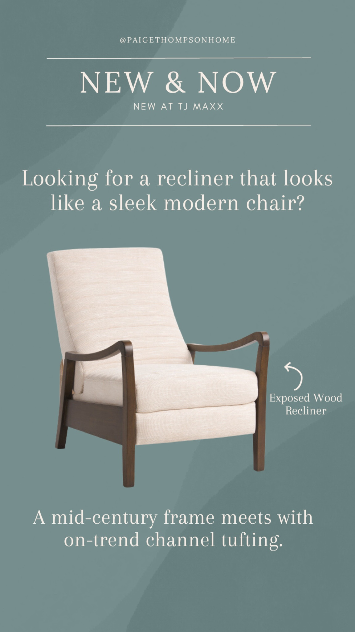 New & Now! Looking for a recliner that looks like a sleek modern chair? Check out this Exposed Wood Recliner. A mid-century frame meets with on-trend channel tufting. 



#LTKhome