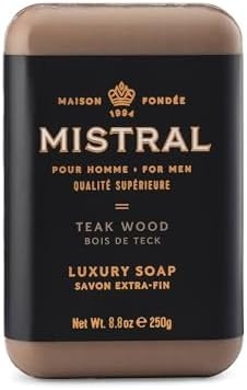Mistral Teak Wood Luxury Bar Soap for Men | Men’s Natural Soap Bar | Paraben, Phthalates Free |... | Amazon (US)