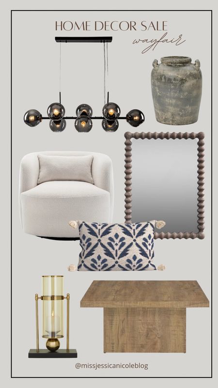 Wayfair home sale, home decor finds, modern linear chandelier, dining room chandelier, vintage style vase, statement mirror, swivel accent chair, lumbar throw pillow, candle hurricane, tabletop decor, square coffee table 

#LTKsalealert #LTKstyletip #LTKhome