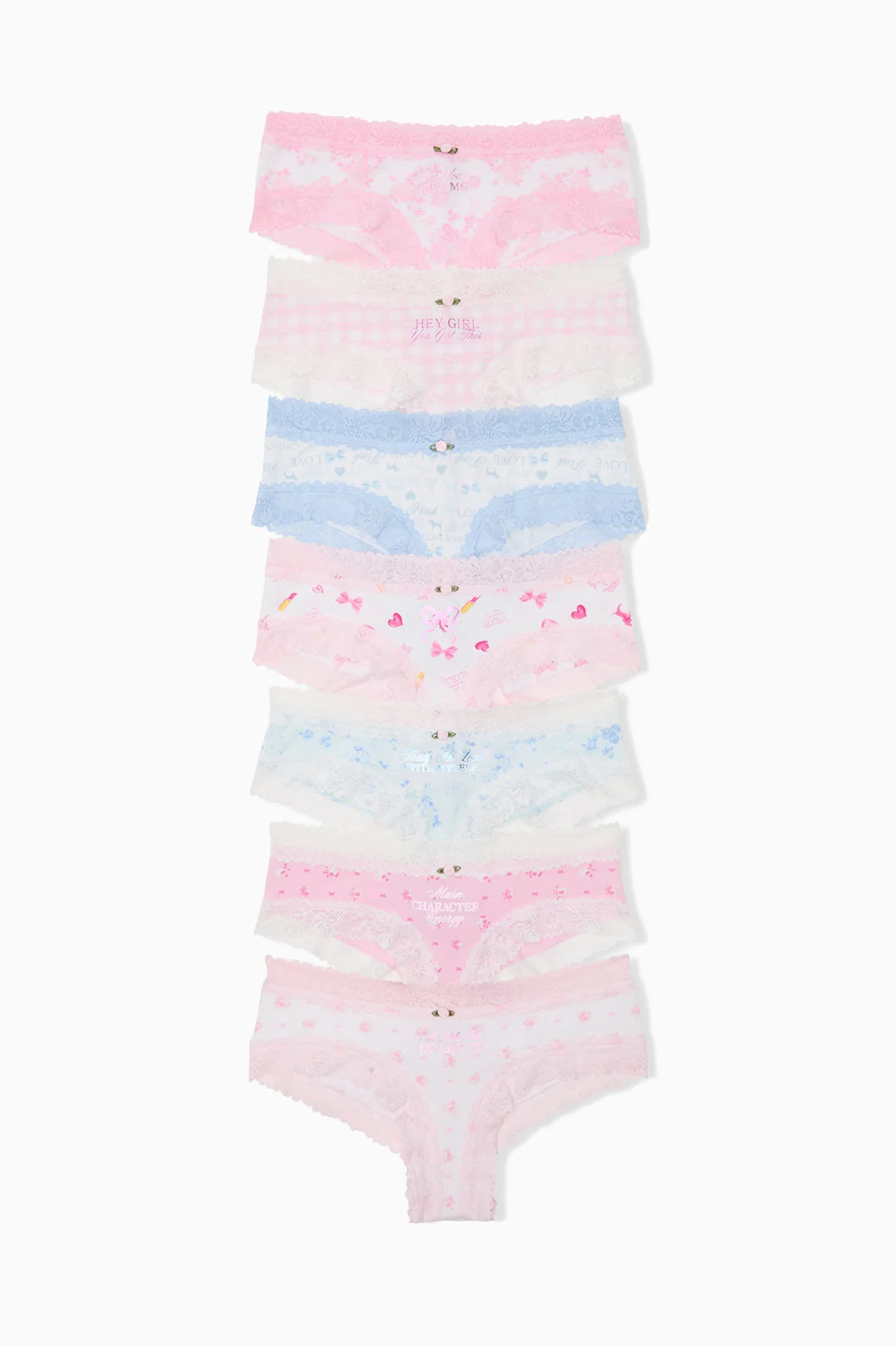 PINK x LoveShackFancy 7-Pack Cheeky Panties - LOVE NOTES PACK / XXL | LoveShackFancy