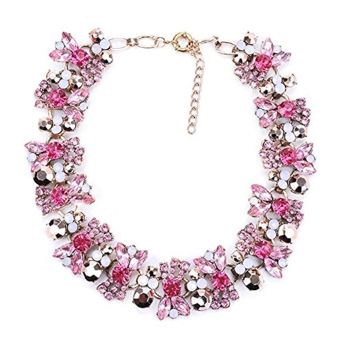 Lovage Azhido Bling Rhinestone Crystal Choker Collar Necklace Short Bib Statement Chunky Jewelry | Amazon (US)