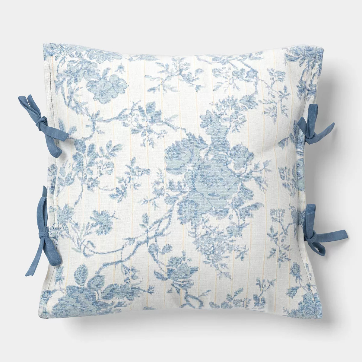 18"x18" Woven Stripe Side-Tie Outdoor Throw Pillow Blue - Threshold™ designed with Studio McGee | Target