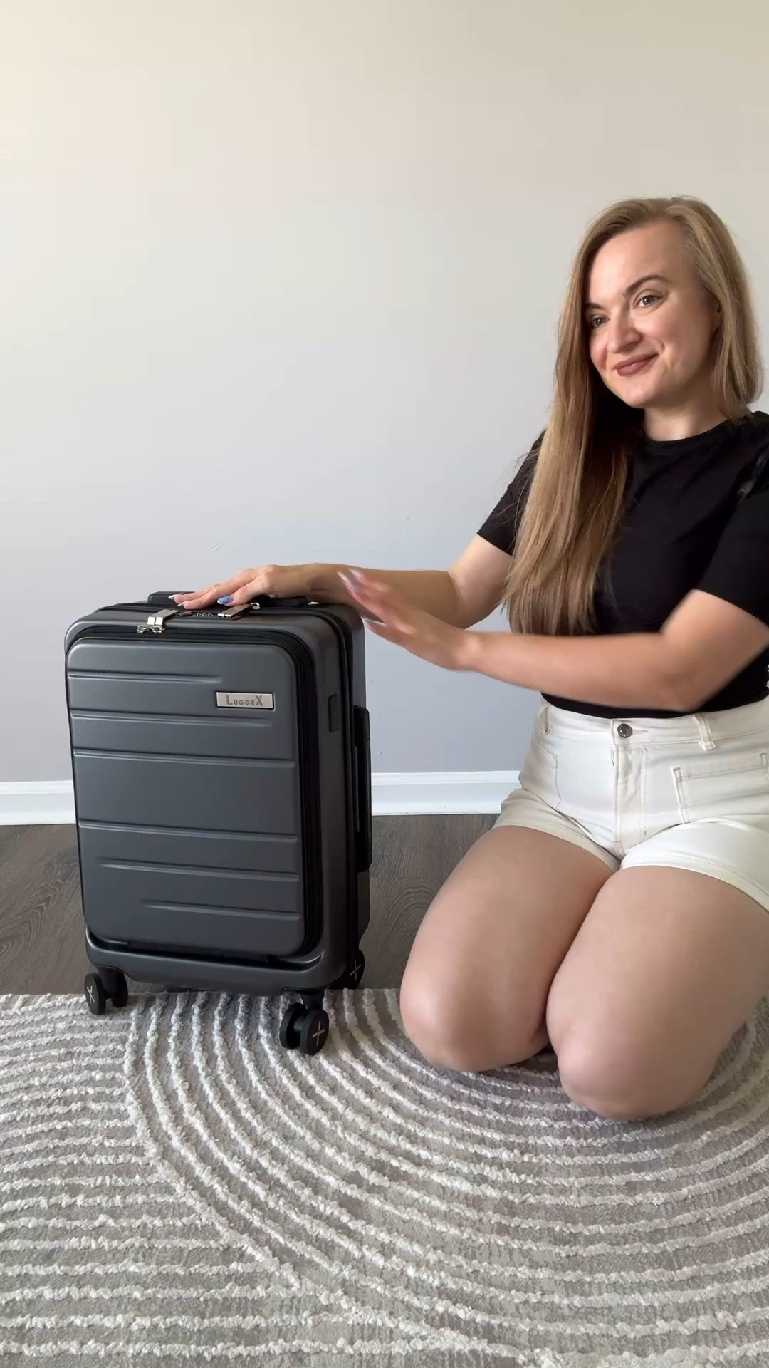 Hard shell front laptop pocket carry on suitcase 

#LTKTravel #LTKCyberWeek #LTKGiftGuide