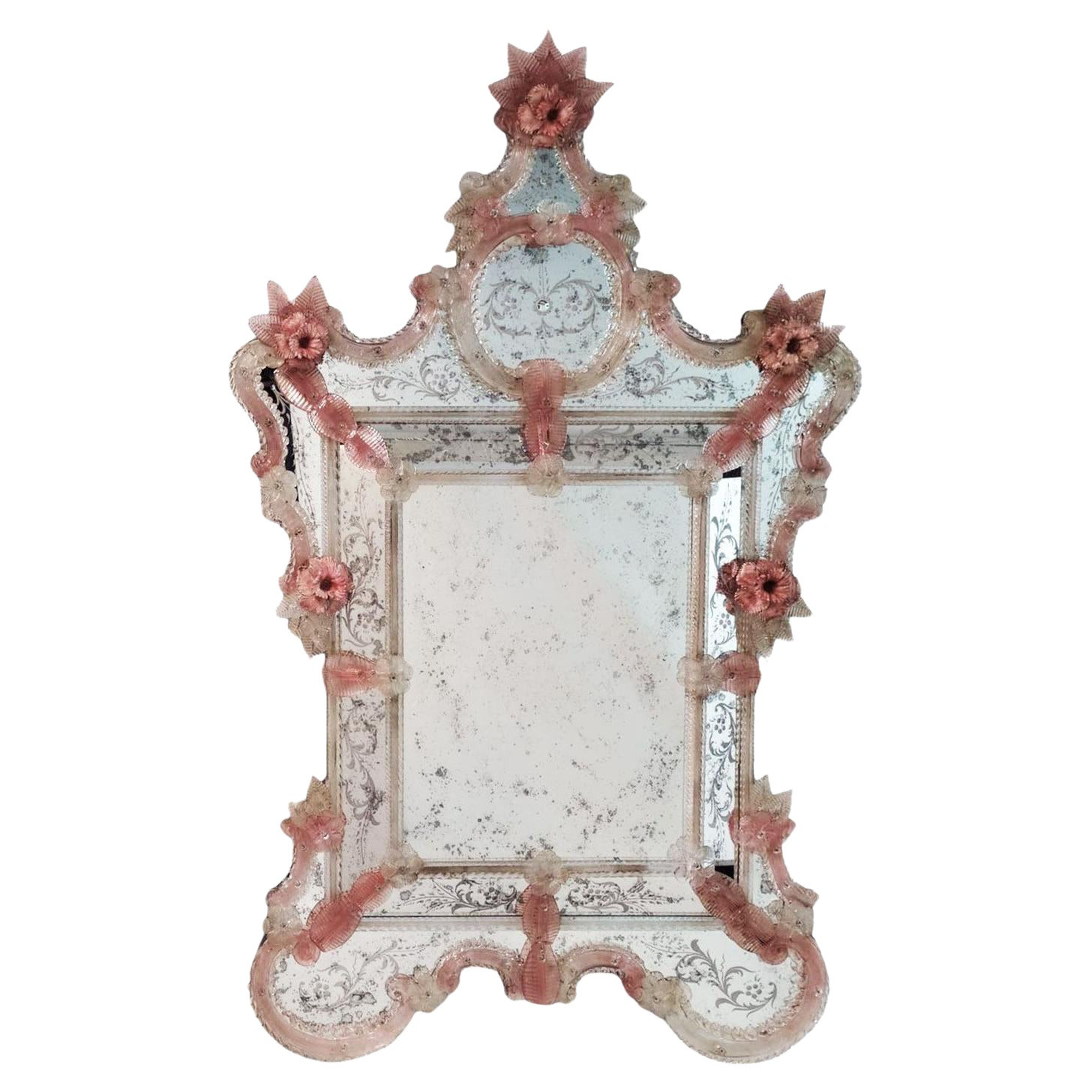 Venetian Mirror in Murano Glass  Reproduction of Antique Mirror | 1stDibs