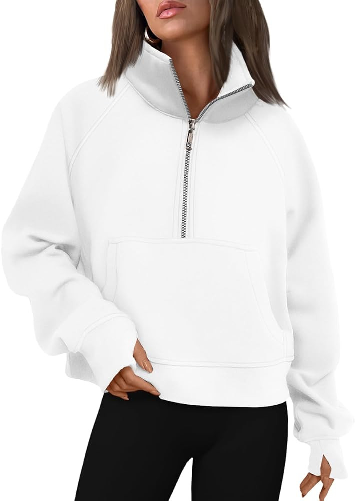 AUTOMET Womens Sweatshirts Half Zip Cropped Pullover Fleece Quarter Zipper Hoodies 2025 Fall Fash... | Amazon (US)