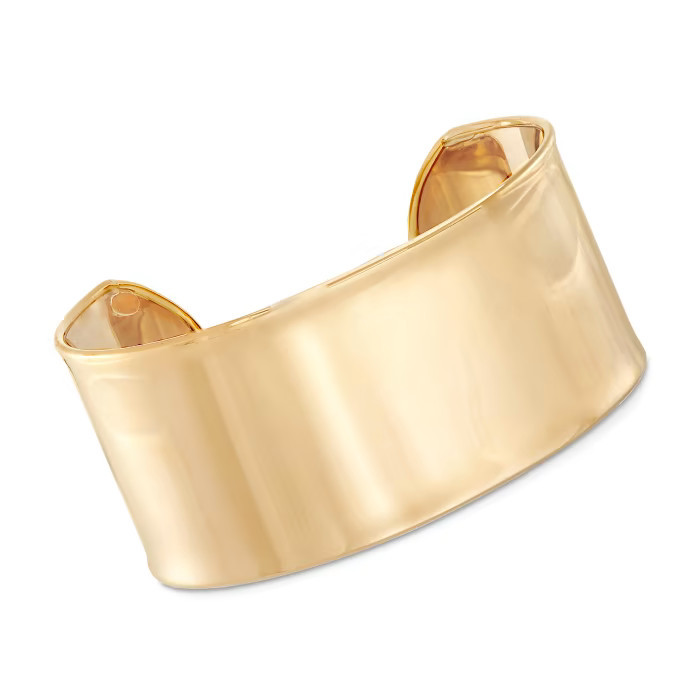 Italian 14kt Yellow Gold Wide Cuff Bracelet. 7" | Ross-Simons