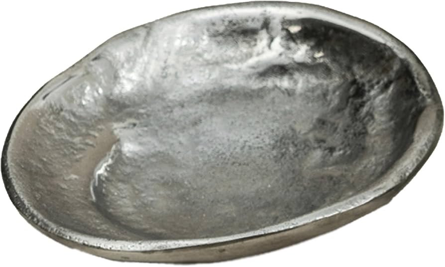 India Handicrafts 13027 Polished Silver Tone Free Form Textured 4.5 inch Aluminum Decorative Serv... | Amazon (US)
