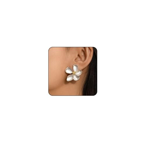 Silver Flower Earrings for Women Big Flower Statement Earrings Silver Floral Earrings Summer Earrings Large Earrings Silver Statement Fancy Earrings Flower Jewelry | Amazon (US)