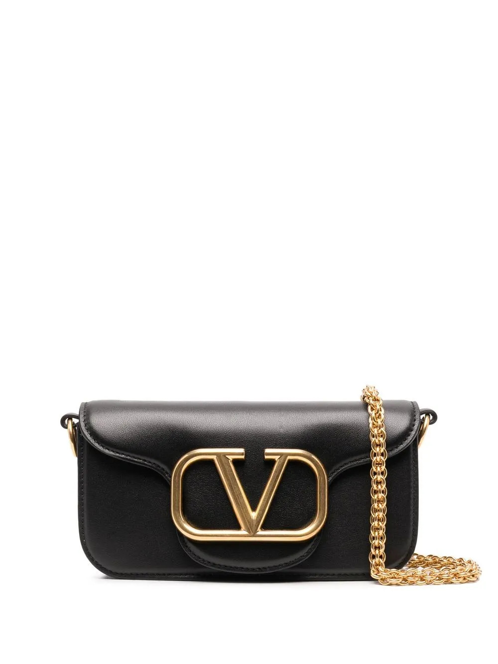 Valentino Garavani Valentino Garavani Locó women's small shoulder bag in calfskin leather with VLogo Signature metallic element - Black | Farfetch Global