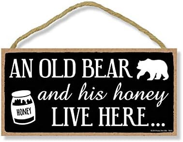 Honey Dew Gifts Family Signs, Old Bear and His Honey Live Here 5 inch by 10 inch Hanging Wall Art... | Amazon (US)