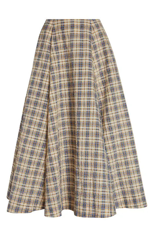 BERNADETTE Kennedy Plaid Seersucker Skirt in Blue /Beige Seersucker Check at Nordstrom, Size 4 Us | Nordstrom