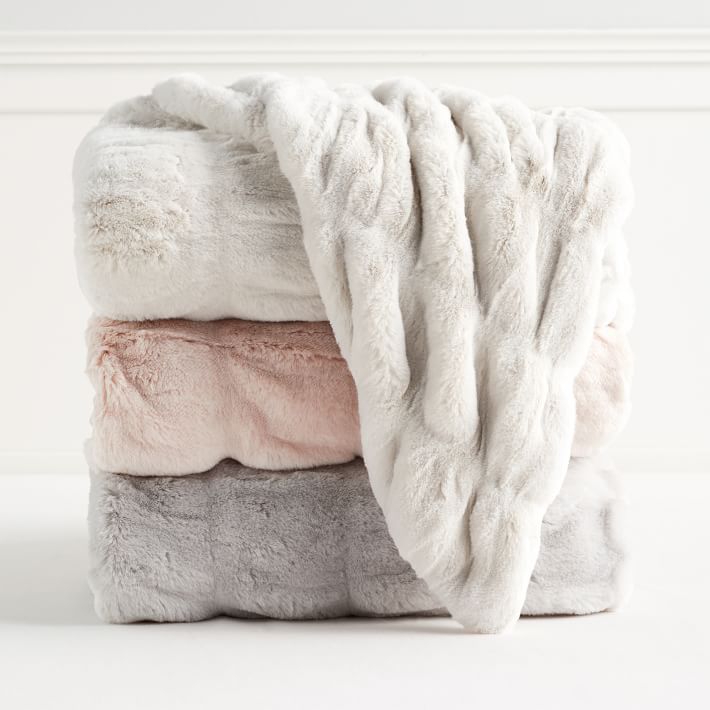 Faux-Fur Ruched Throw | Pottery Barn Teen