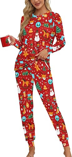 KFUBUO Christmas Pajamas Set for Women 2 Piece Long Sleeve Lounge Sets Girls' sleepwear wiht Pock... | Amazon (US)