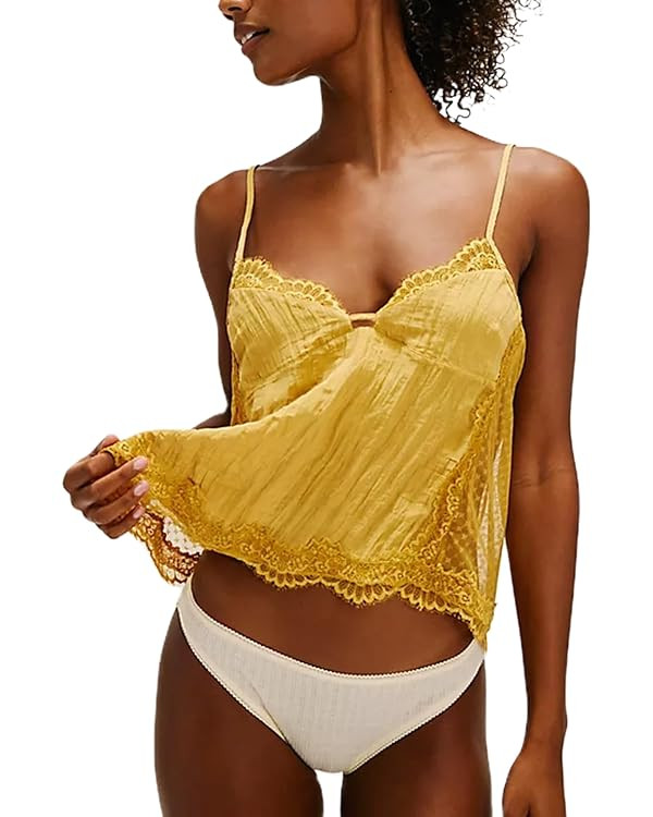 Women Y2K Retro Lace Cami Tops Sexy Backless Spaghetti Strap Low Cut Tanks Sheer Floral Lace Goin... | Amazon (US)