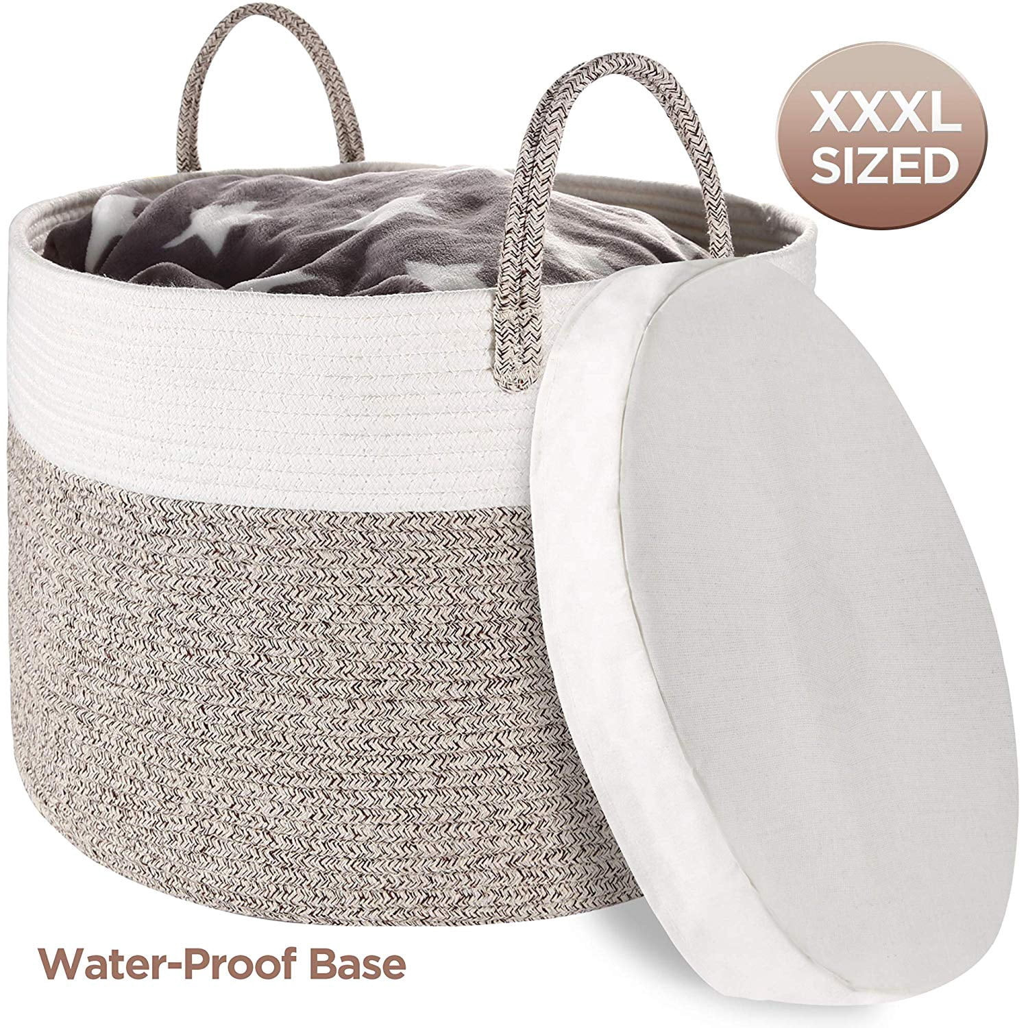 XXXL Extra Large Cotton Rope Basket with Water-Proof Base 22"x13.8" Woven Baby Laundry Basket Sto... | Walmart (US)