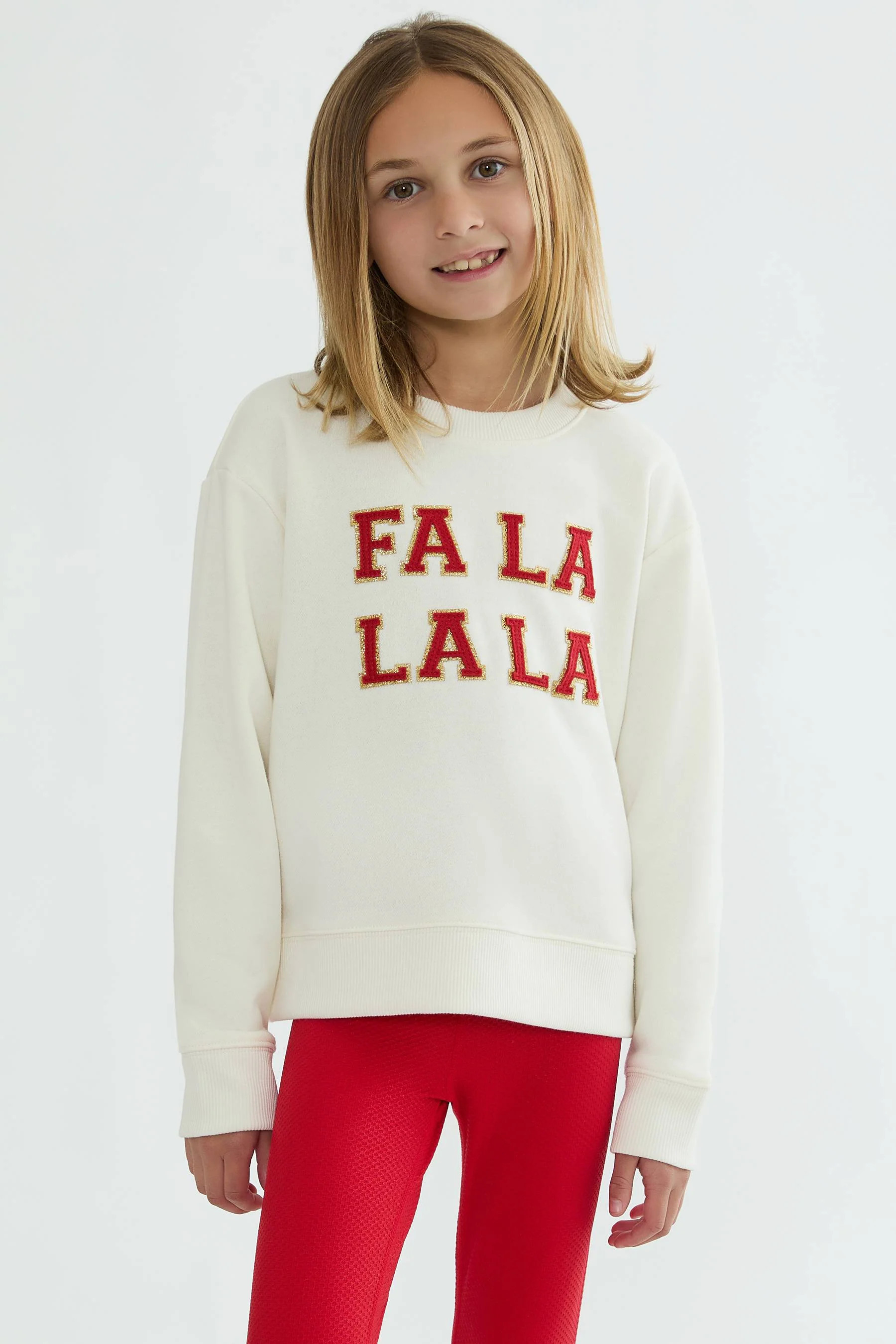 Little Cassia Top Frosted Fa La La | Kids Holiday Sweater | Beach Riot | Beach Riot