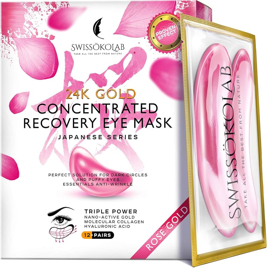 SWISSÖKOLAB Under Eye Patches For Puffy Eyes 24k Gold Eye Mask Dark Circles And Puffiness Collag... | Amazon (US)