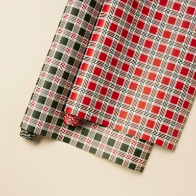 2pk Gift Wrapping Paper Christmas Red Plaid/Green Plaid - Hearth & Hand™ with Magnolia | Target