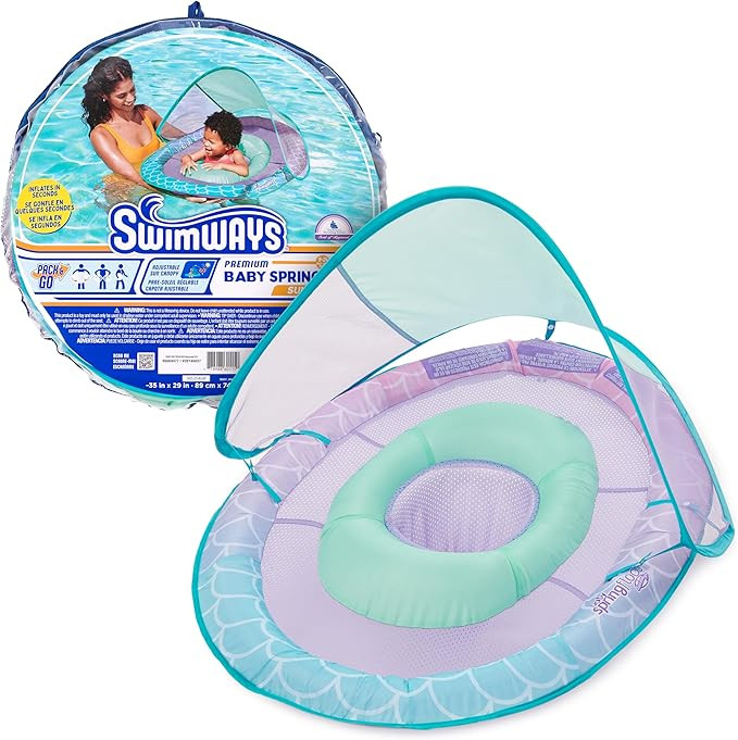 SwimWays Baby Spring Float with Adjustable Canopy and UPF Sun Protection, Blue Lobster | Amazon (US)