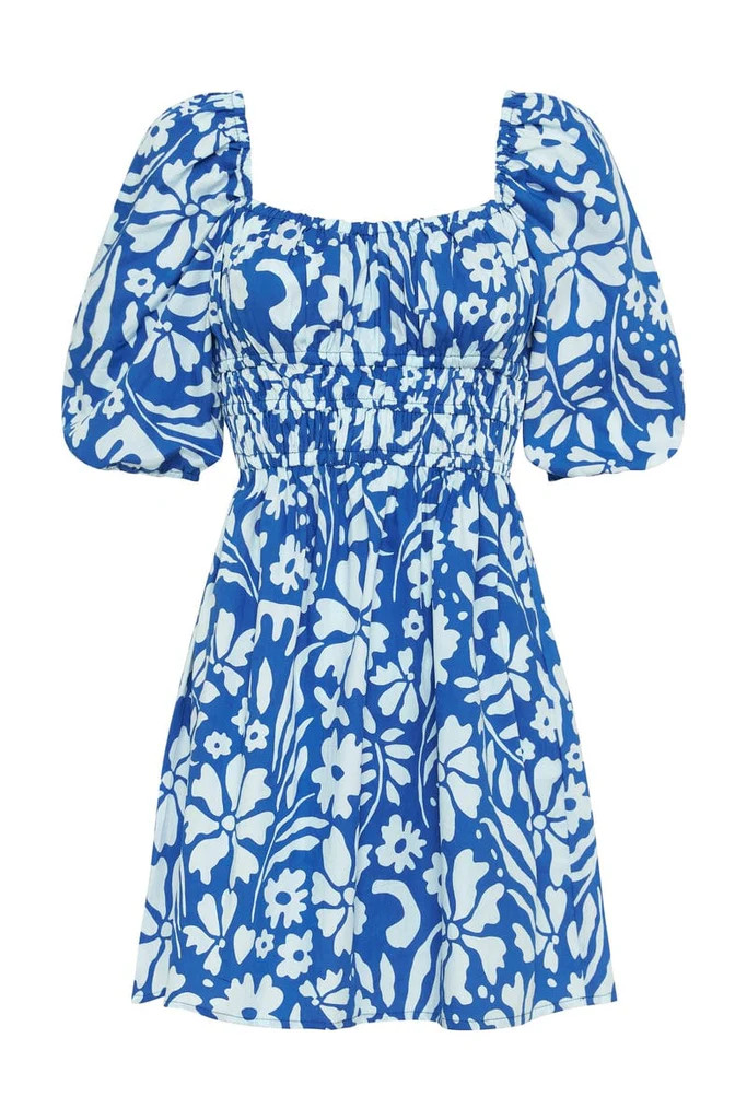 Marinelli Mini Dress Sidra Floral Print Blue | Faithfull (AU)