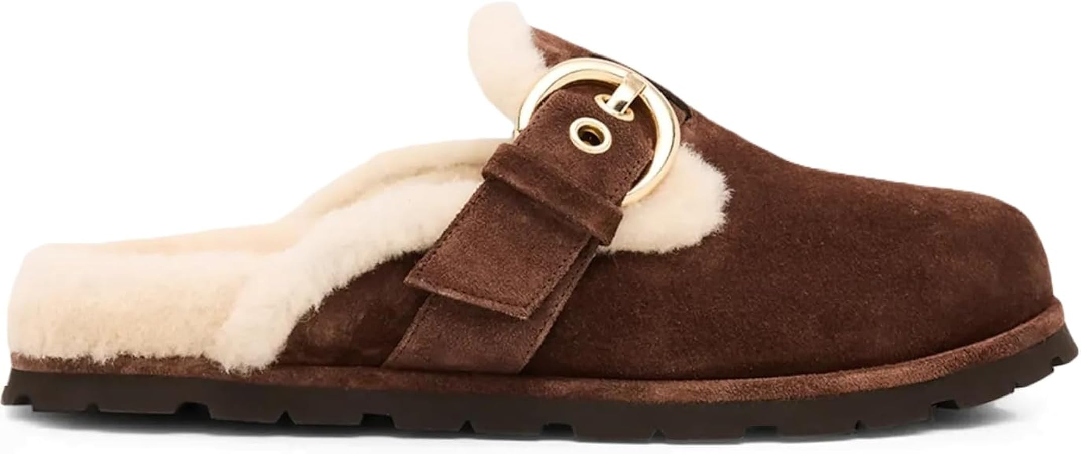 Fur Lined Clogs for Women Fuzzy Studded Slippers Comfortable Slip On Mules Closed Round Toe Fall ... | Amazon (US)