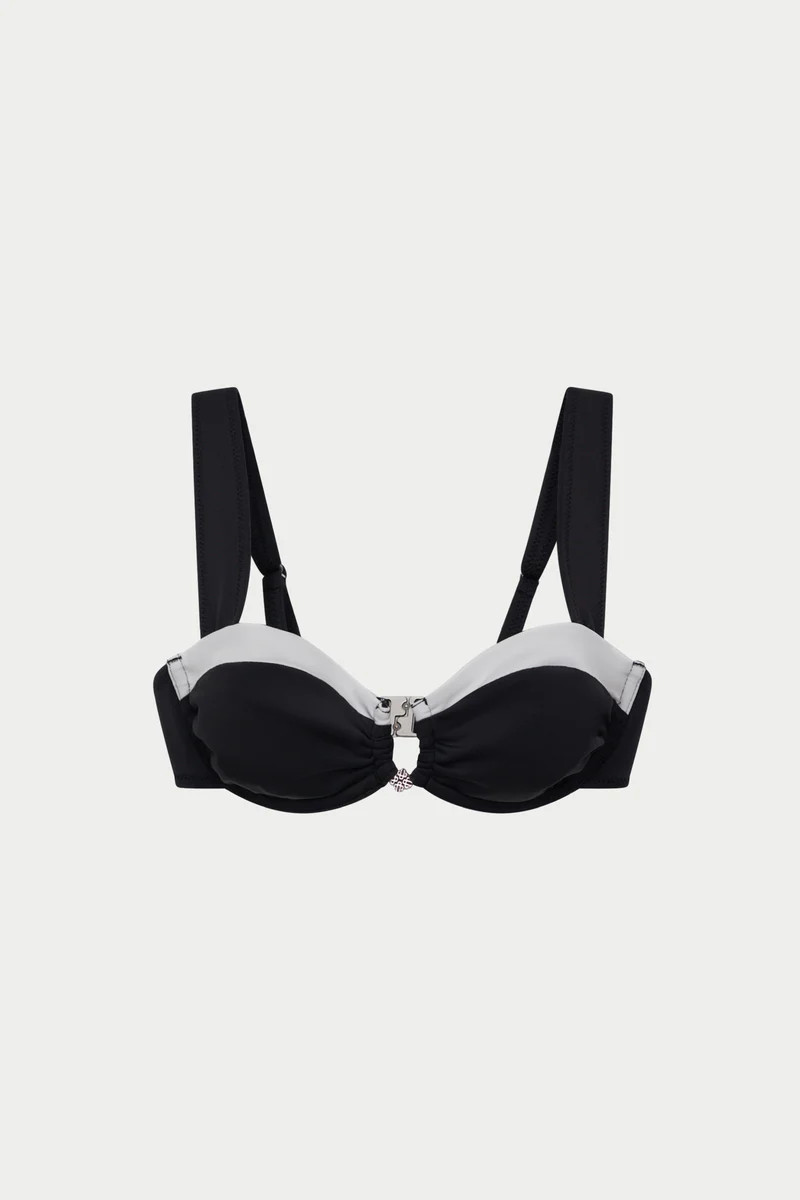 DOUBLE LAYER BALCONETTE BIKINI TOP - BLACK | The Couture Club
