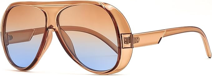 FEISEDY Retro Oversized Aviator Sunglasses Womens Men Trendy Vintage 70s Style Big Square Shield ... | Amazon (US)