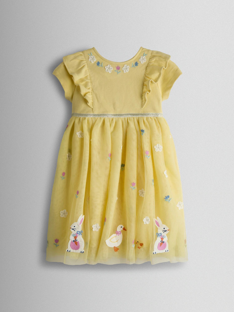 JoJo Maman Bébé Yellow Duck & Bunny Appliqué Tulle Party Dress | Next US