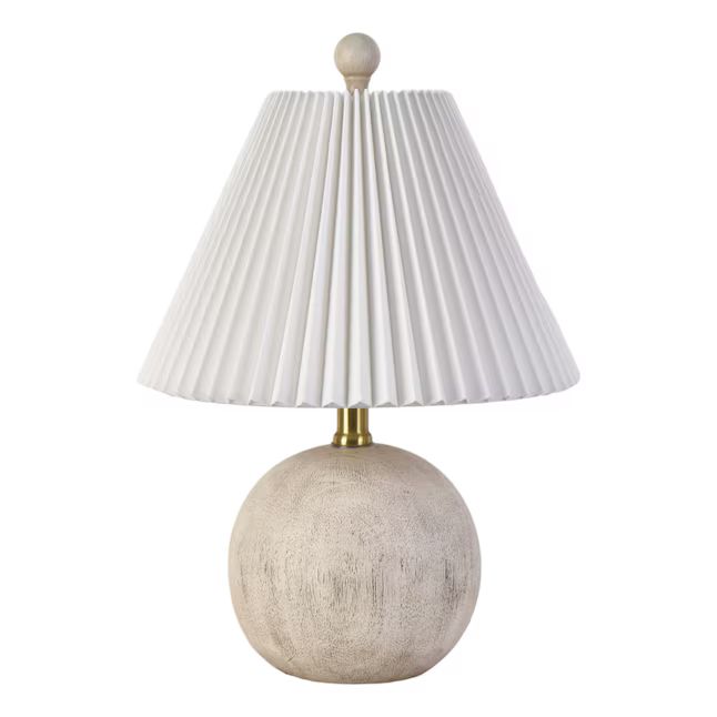 allen + roth 17.25-in White Woodgrain Led; 3-way Table Lamp with Linen Shade | Lowe's