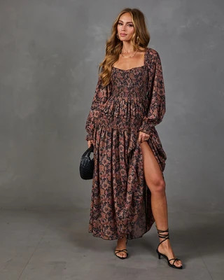 Sunflower Story Floral Maxi Dress Black Multi / XL | VICI