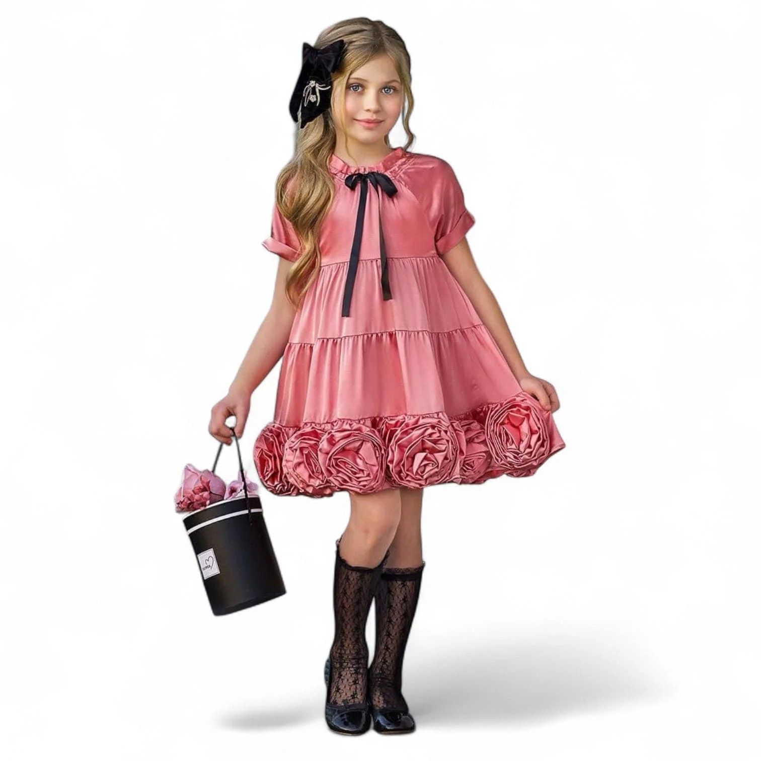 Satin Rose Dress | petite maison kids
