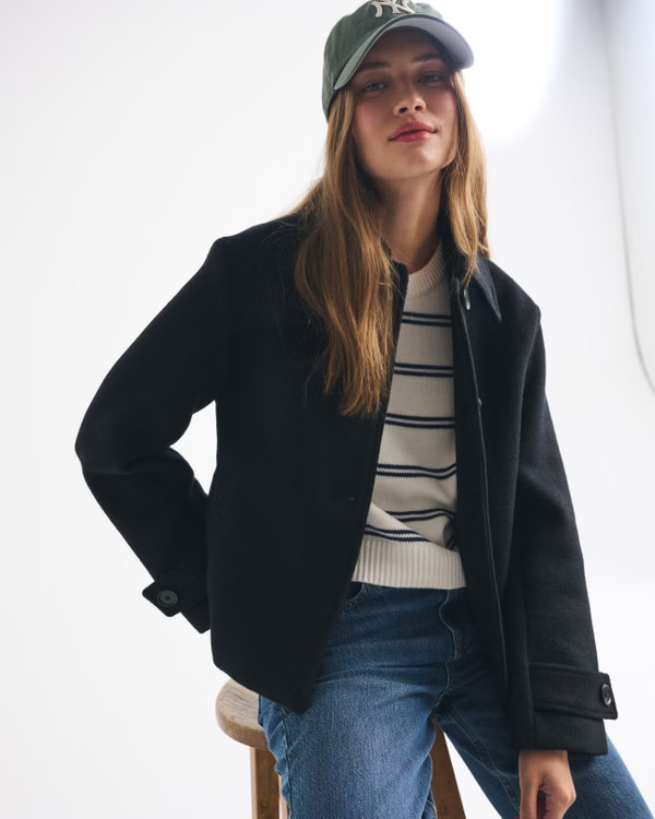 Short Wool-Blend Coat | Abercrombie & Fitch (US)