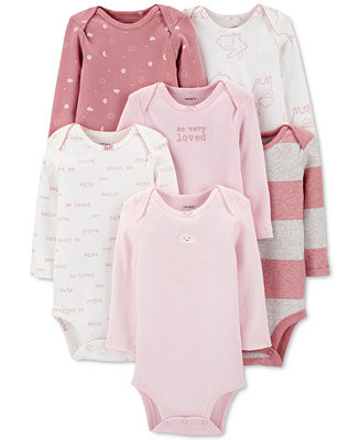 Carter's Baby Girls 6-Pack Long-Sleeve Bodysuits & Reviews - All Baby - Kids - Macy's | Macys (US)