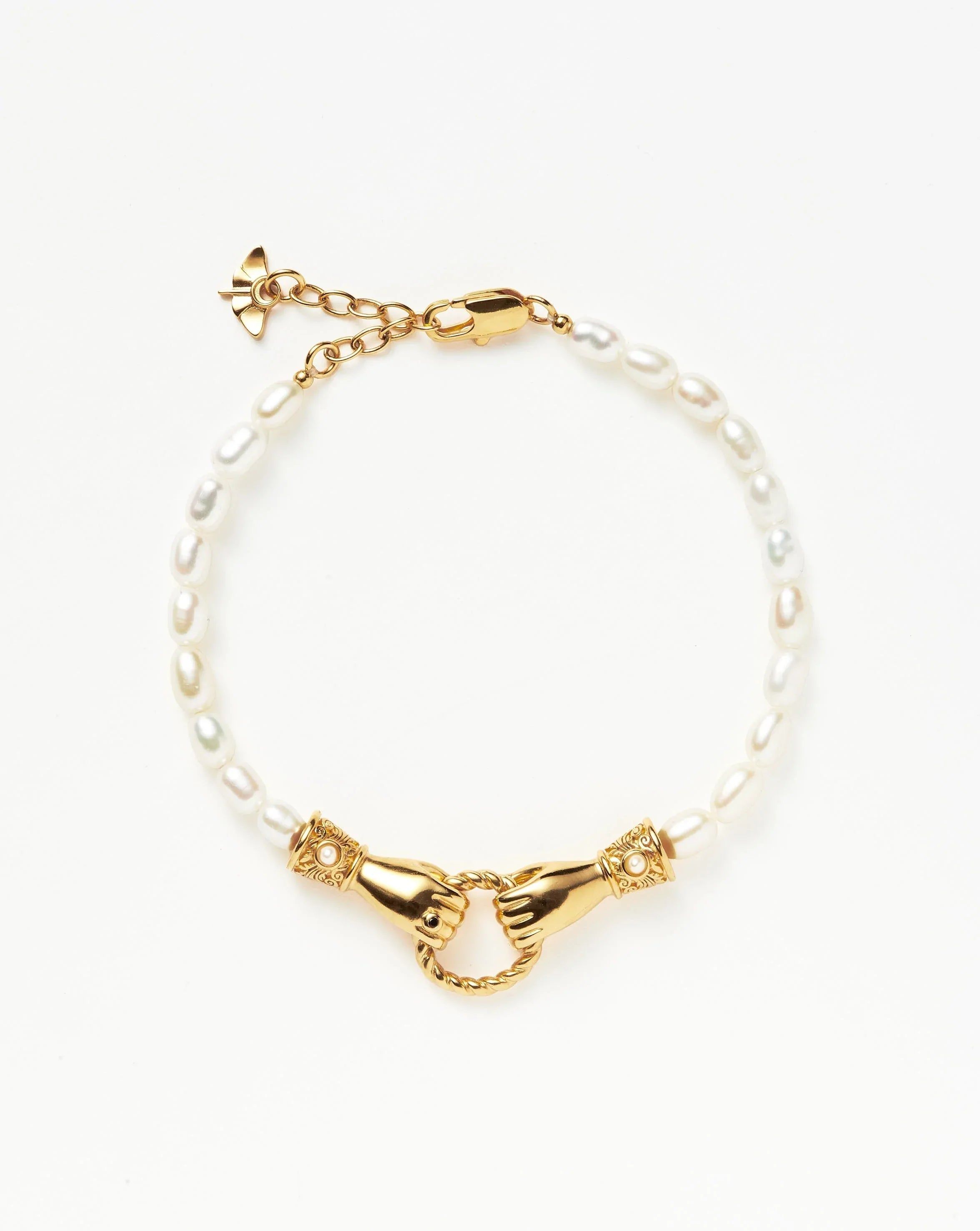 Harris Reed In Good Hands Pearl Bracelet | 18ct Gold Plated/Pearl & Bl | Missoma