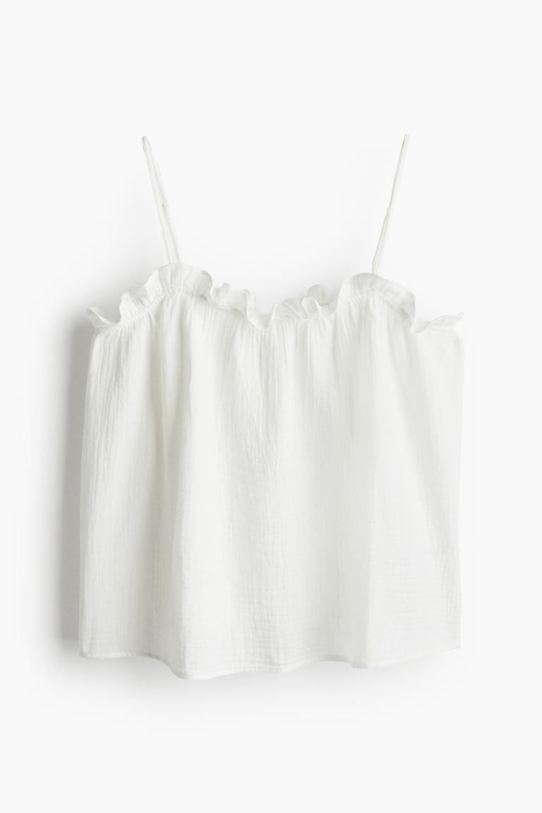 Ruffle-trimmed Camisole Top - White - Ladies | H&M US | H&M (US + CA)