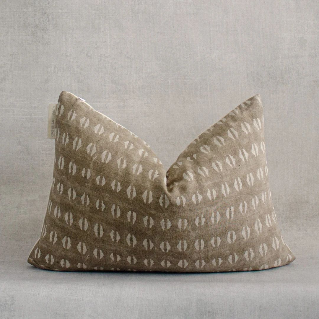 Lumbar Pillow Cover 14x20 | Designer Taupe Brown Pillow Cover | Hand Block Linen Pillow Cover | N... | Etsy (US)