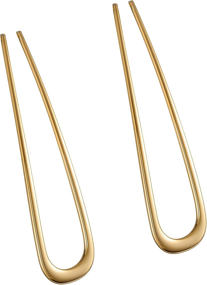 Amazon.com : 2pcs U Shaped French Hair Pin Hair Twist Pins for Thick Hair French Hair Sticks Fork... | Amazon (US)