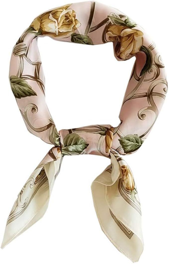 FONYVE Silk Feeling Scarf Medium Square Satin Head Scarf for Women 27.5 × 27.5 inches | Amazon (US)