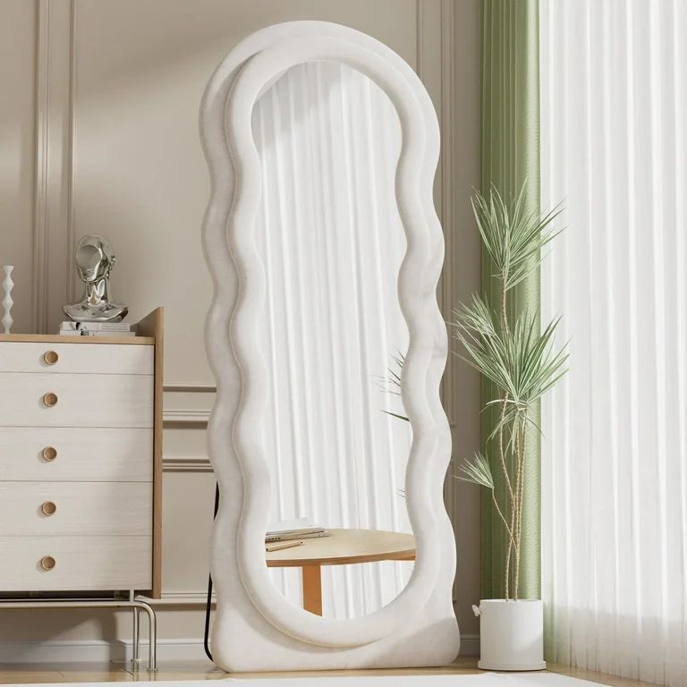 VLUSH Wavy Full Length Mirror, Freestanding Floor Mirror with Stand, 63"x24" Wall Mounted Mirror ... | Walmart (US)