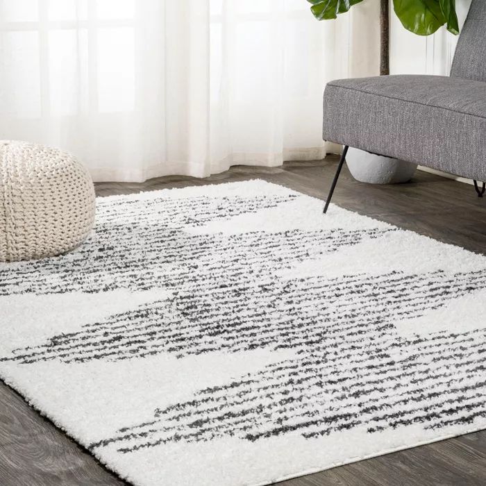 5'x8' Rectangle Woven Stripe Area Rug White - JONATHAN  Y | Target