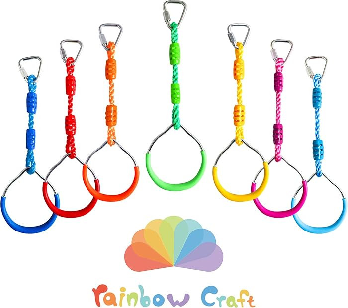 Rainbow Craft 7-Pack Colorful Ninja Rings - Gymnastic Ring, Swing Bar Ring, Monkey Rings for Back... | Amazon (US)