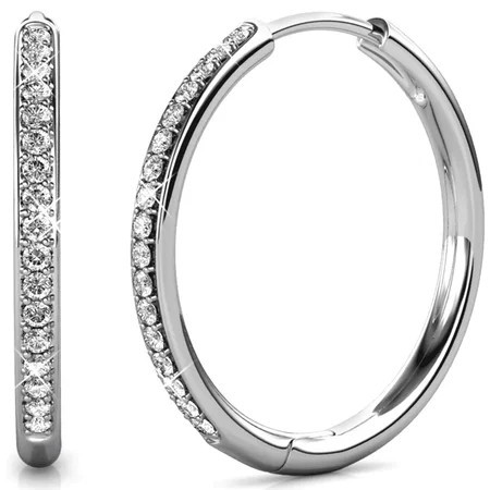 Cate & Chloe Bianca 18k White Gold Plated 25mm Hoop Earrings with Swarovski Crystals for Women | Walmart (US)